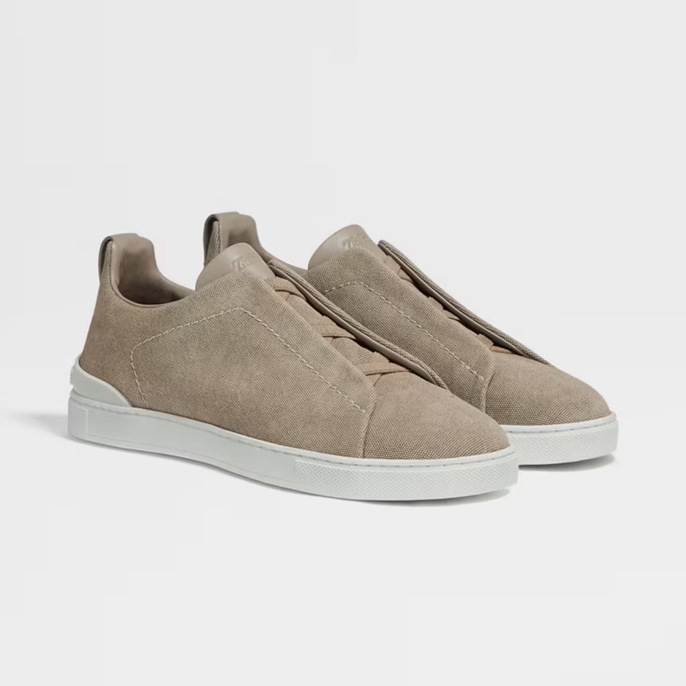 Zegna LIGHT BEIGE CANVAS TRIPLE STITCH™ SNEAKERS